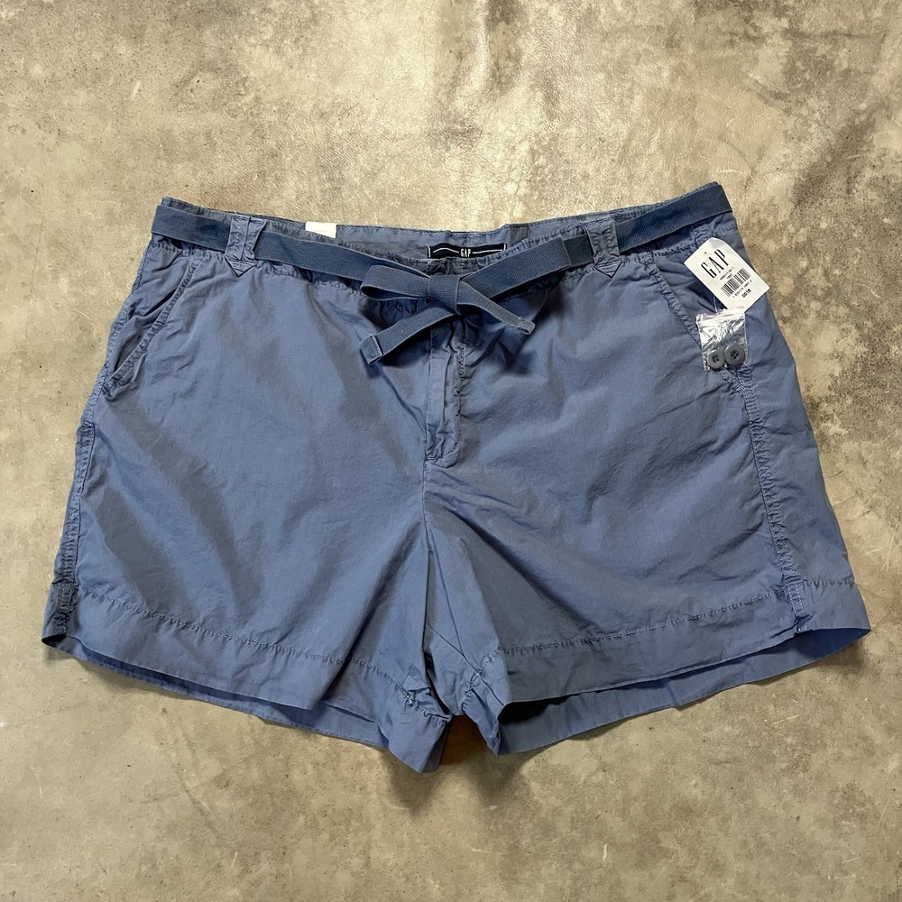 Gap Shorts Womens Size 18 Blue Cotton Chino Tie‎ Waist High Rise Waist
